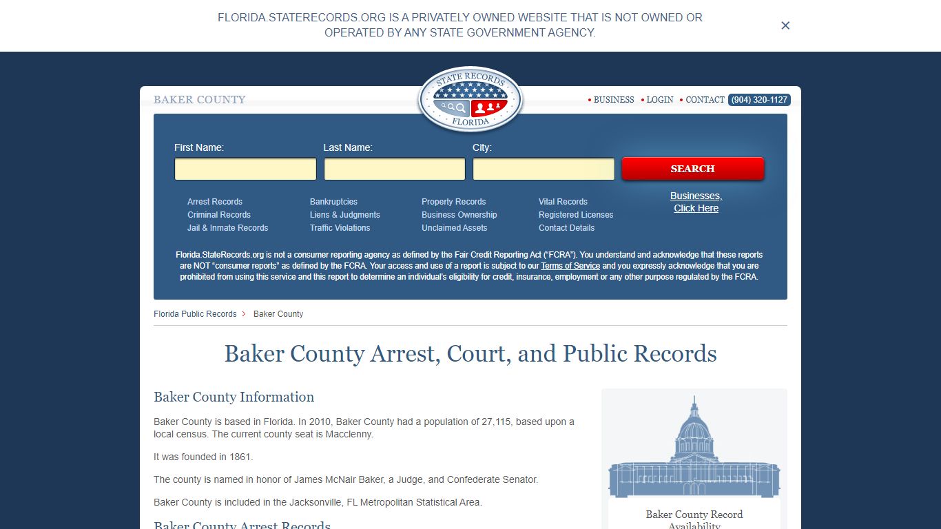 Baker County Arrest, Court, and Public Records