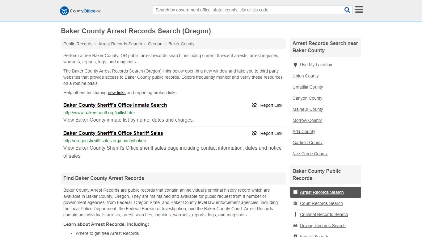 Arrest Records Search - Baker County, OR (Arrests & Mugshots)