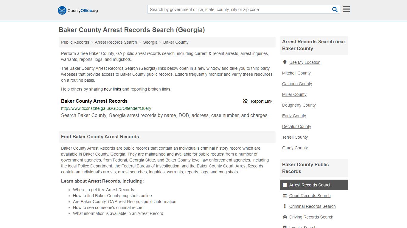 Arrest Records Search - Baker County, GA (Arrests & Mugshots)